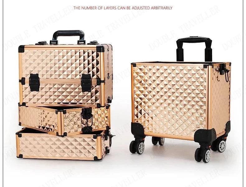 Multi-functional New Trolley cosmetic bag,rolling luggage Makeup Toolbox case Cosmetic Bags on Wheel,Nail tattoo trolley box bag - MarvelouStore