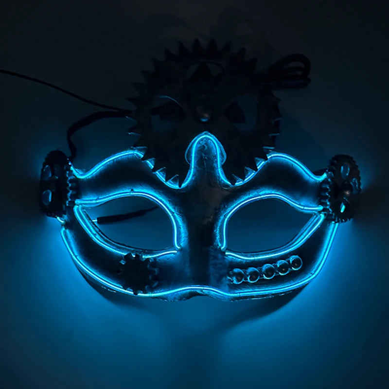 Halloween Christmas Glowing Party Supplies Cyberpunk Style  Fox Face Mask LED Luminous Mask In Carnival Party