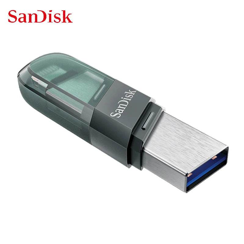 SanDisk USB Flash Drive iXpand Flip OTG Lightning USB 3.1 Stick 64GB 128GB 256GB Pen Drive MFi For iPhone & iPad and USB Type-A - MarvelouStoree