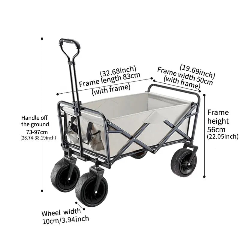 Camping Cart Outdoor Foldable Cart Oversized Camping Vehicle Picnic Vehicle Trailer Camping Trolley Stall Small Cart