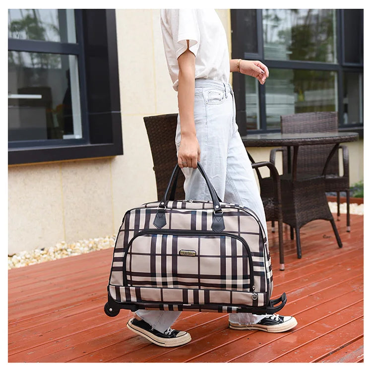 Large Capacity Women Travel Suitcase Trolley Bags Wheeled Bag Oxford Waterproof Rolling Luggage Travel Bag With Wheels