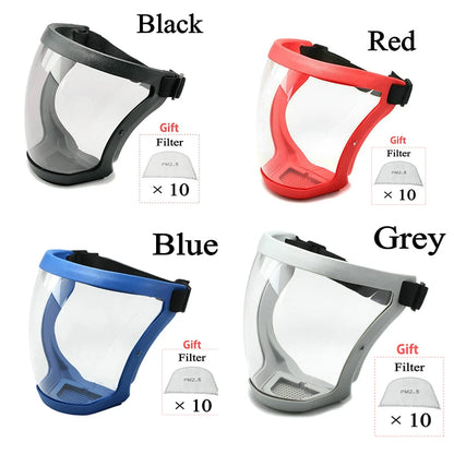 Transparent Facial Shield Dustproof Work Protection Mask Full Face Protector Shield Face Protective Screen Outdoor Safety Mask