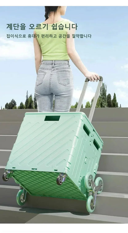 Folding Shopping Trolley Portable Vehicle Trunk Storage Box Outdoor Lightweight Hand Pull Carts Travel Picnic Luggage Handcart