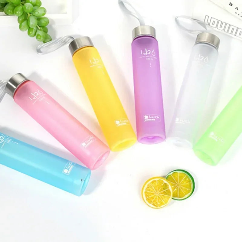 Frosted Transparent Plastic Cup With Rope Drinking Bottle Sports Couple Water Cup Drinkware Thermos for Water Bottles Jug Dining