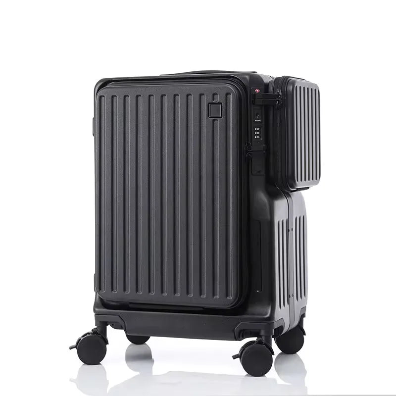 COLENARA Carry-on Travel Luggage Front Opening Laptop Boarding Case 20 Inch USB Charging Trolley Case Women's Cabin Suitcase