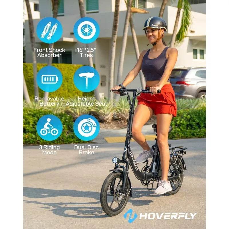 H3 16-Inch Electric Bike with 28-Mile Maximum Range (Pedal Assist) Folding Electric Bike with Removable Battery - MarvelouStoree