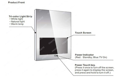 For  24 x 32 Inch Bathroom Vanity Smart Mirror with 21.5" Full Touch Screen Android 11 TV, Wi-Fi Bluetooth 3 Color