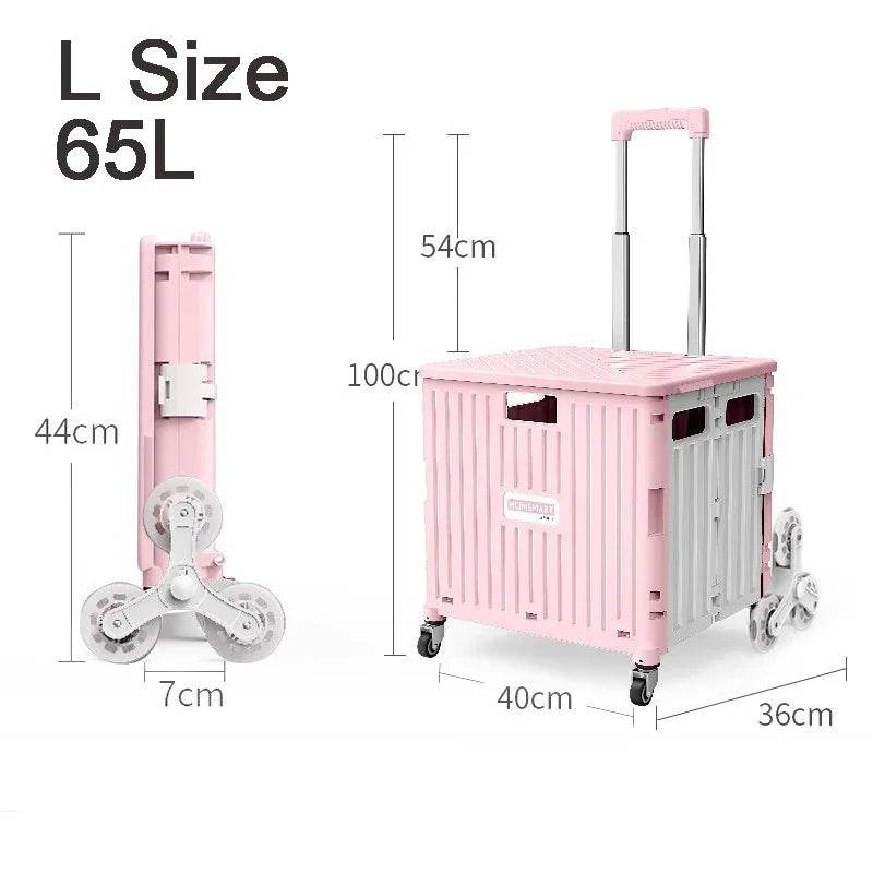 45/65L Folding The Folding Shopping Cart Trolley Portable Home Shopping Cart Folding cart with 2 /4 /8 Wheels - MarvelouStoree