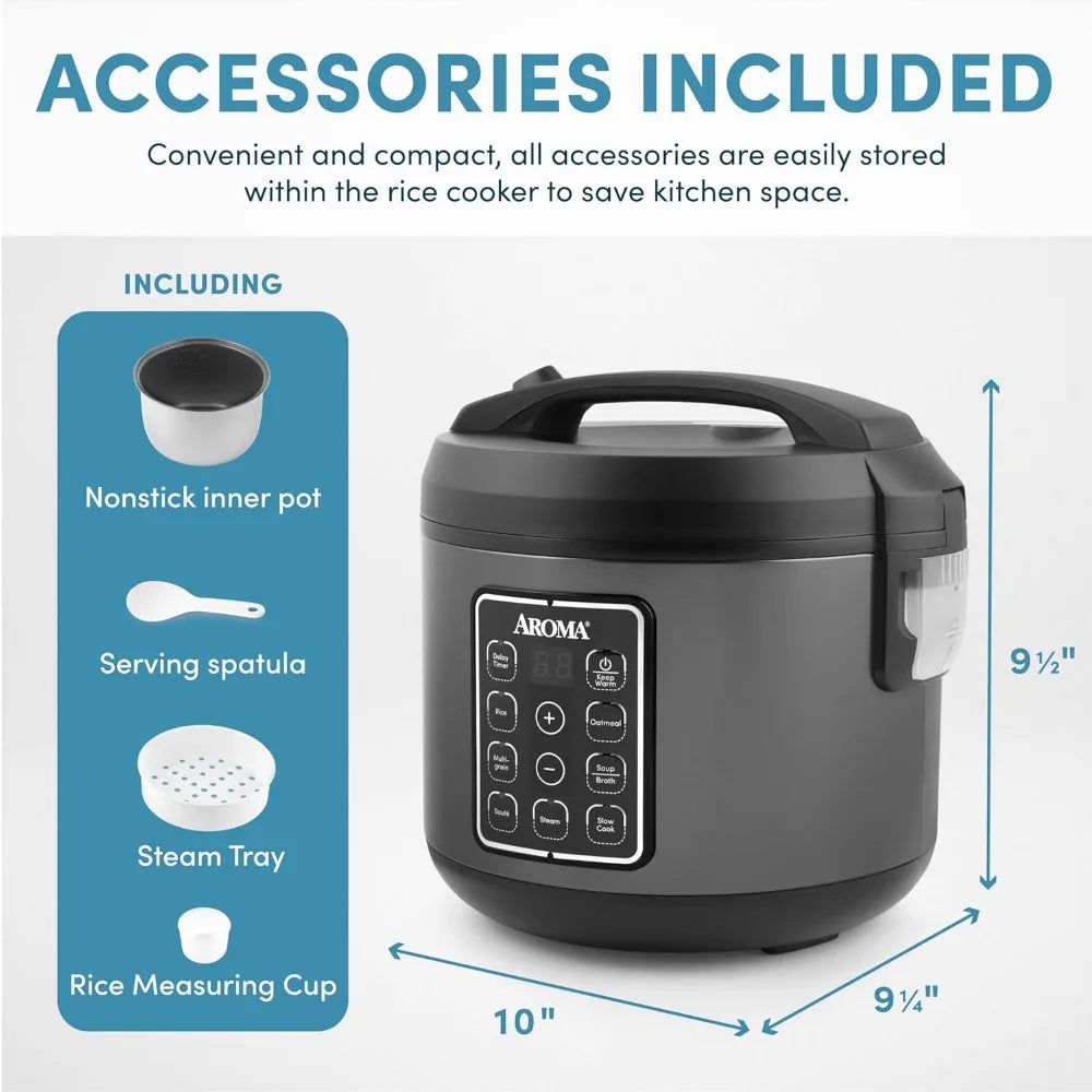 Rice Cooker 12-Cup (Cooked), Digital Rice & Grain Multicooker, Programmable Digital Controls with Automatic Keep Warm Mode