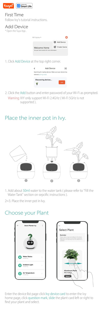 Tuya Ivy Smart Planter,Endless Fun Over 49 Rich Expressions,7 smart sensors,AI Chips Make Raising Plants Easy and Fun