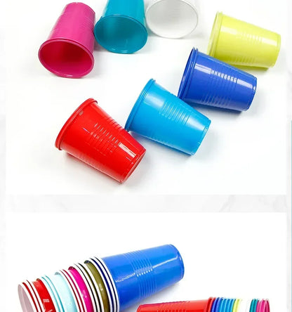 50PCS 16OZ Plastic Party Cups in Red Blue for Drinks, Soda, Punch, Barbecue, Cola or Water Disposable