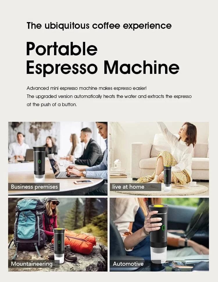 Wireless Electric Portable Espresso Coffee Machine for Car & Home Camping Coffee Maker 3-in-1 Capsule Powder Travel Coffee Maker