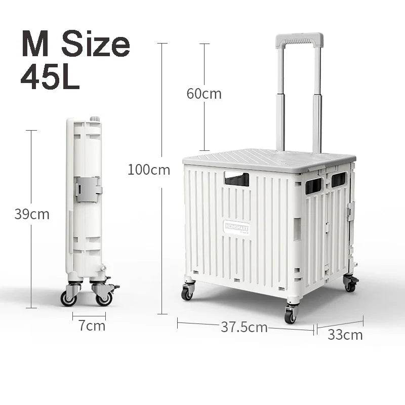 45/65L Folding The Folding Shopping Cart Trolley Portable Home Shopping Cart Folding cart with 2 /4 /8 Wheels - MarvelouStoree