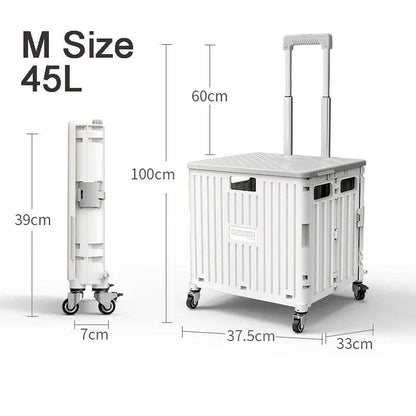 45/65L Folding The Folding Shopping Cart Trolley Portable Home Shopping Cart Folding cart with 2 /4 /8 Wheels - MarvelouStoree