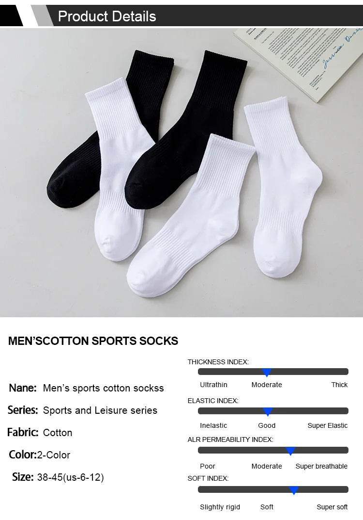 Men Socks Cotton Breathable Long Business Harajuku Socks Solid Gentleman Sox Sokken Outdoor Sports 5 Pairs/Lot Socks - MarvelouStoree