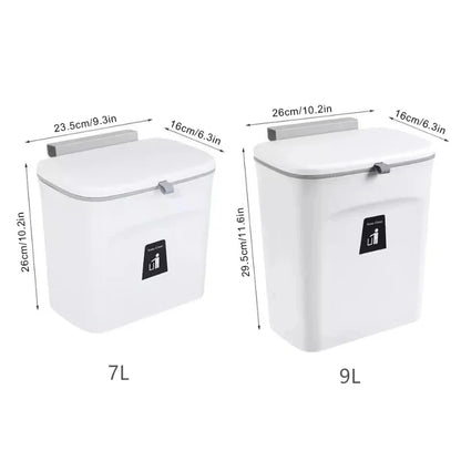 Hanging Trash Can with Lid Large Capacity Kitchen Recycling Garbage Basket Cabinet Door Bathroom Wall Mounted Trash Bin Dustbin