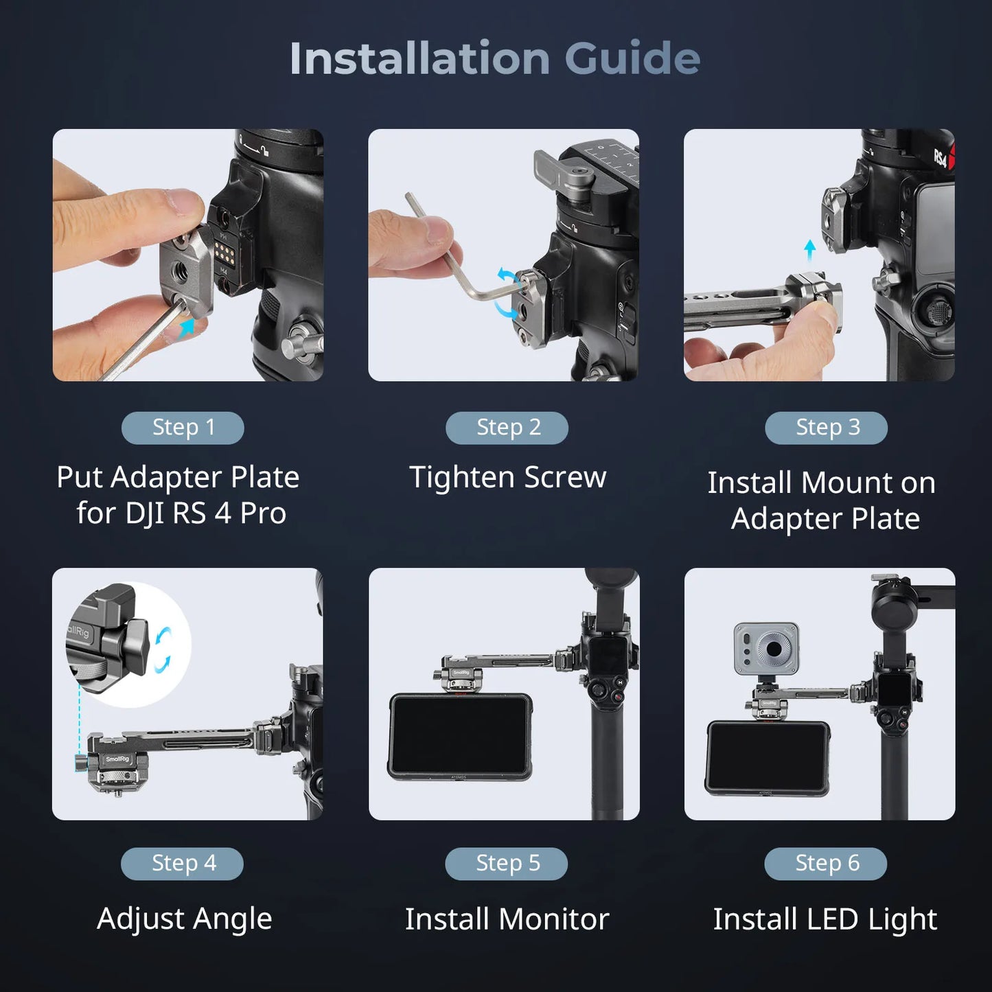 SmallRig HawkLock H21 Monitor Support for DJI Stabilizers, for DJI RS 2 / RSC 2/ RS 3/ RS 3 Pro/ RS 3 Mini / RS4 / RS4 Pro -4637