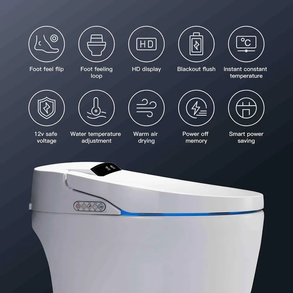 Smart Toilet, One Piece Bidet Toilet for Bathrooms, Toilet with Warm Water Sprayer & Dryer,Auto Smart Toilet with LED Display