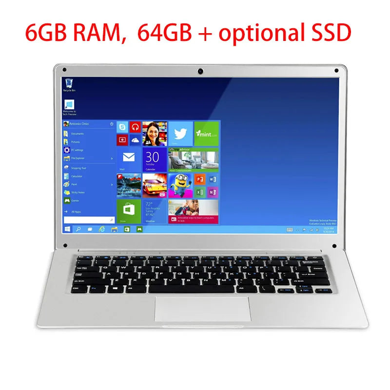 Molosuper 2022 14 inch Cheap School/Office Sales Laptop Notebook 6GB 64GB USB 3.0 WiFi Windows 10 Portable Netbook