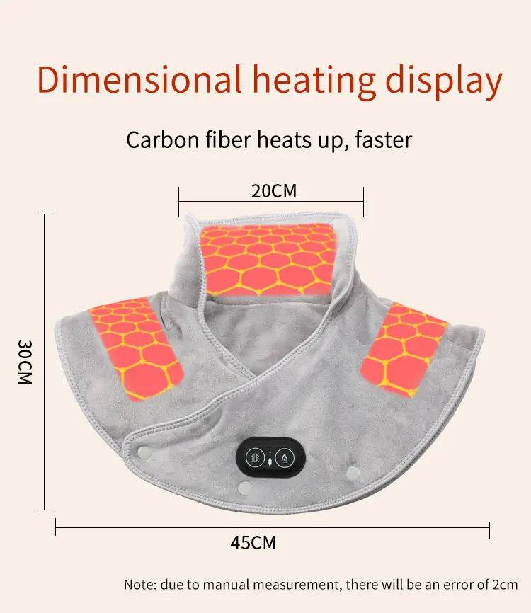 Electric Heating Shoulder Neck Pad Cervical Wrap Three Gear Thermal Compress Massager Vibration Shawl Warm Back Tool Relax Brace - MarvelouStoree