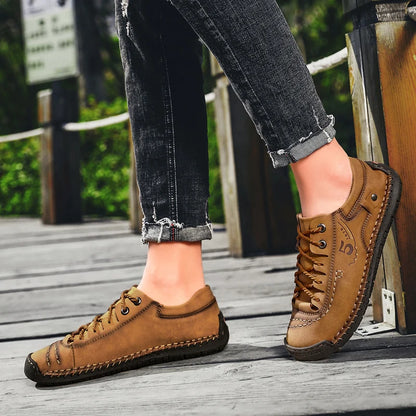 New Men Leather Casual Shoes Outdoor Comfortable High Quality Fashion Soft Homme Classic Ankle Non-slip Flats Moccasin Trend