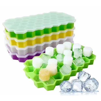 Large-capacity Ice Trays Silicone Mold Reusable Honeycomb Ice Cube Maker Food Grade Ice Maker with Lids Popsicle Mould Mold