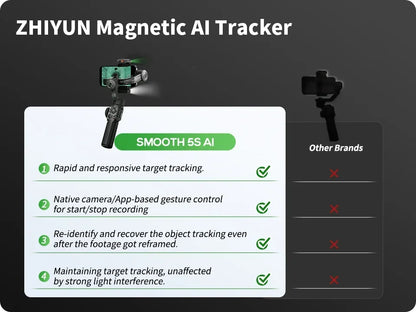 ZHIYUN Official SMOOTH 5S AI Handheld Stabilizer Gimbal 3-Axis Gimbals Fill Light Phone Stabilizer for iphone 13 pro max Samsung