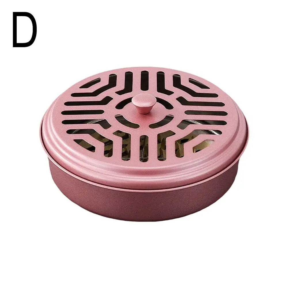 1PCS Stainless Steel Mosquito Coil Tray With Cover Mosquito Portable Coil Windproof Repellent Incense Stand Outdoor R1I2