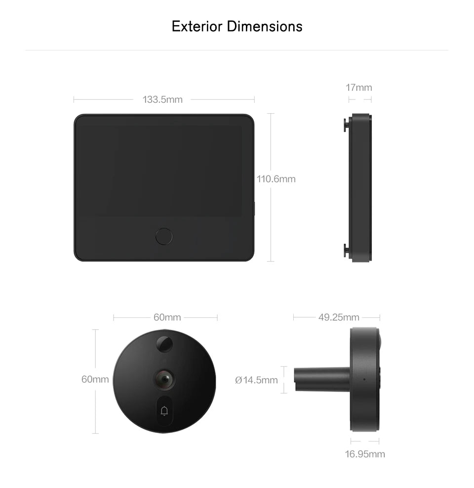 Xiaomi Smart Cat's Eye 1S Security Protection 5-inch IPS Screen Video Doorbell 1080P Camera HD Night Vision WiFi App Alarm