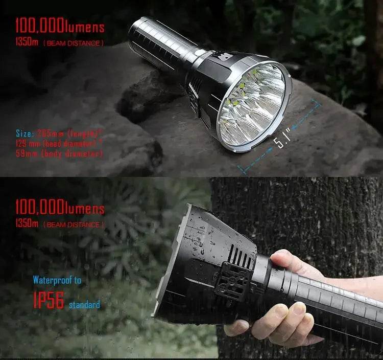 Wholesale Custom IP54 100000 ms18 Lumens Fishing Waterproof With Battery Intelligent Charging Strongest Led USB Flashlight - MarvelouStoree