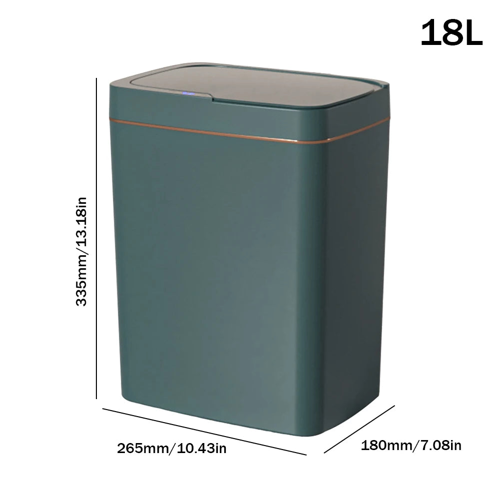 15/18L Automatic Trash Bin Quiet Intelligent Touchless Trash Can Rechargeable Auto Motion Sensor Rubbish Can for Bathroom Toilet