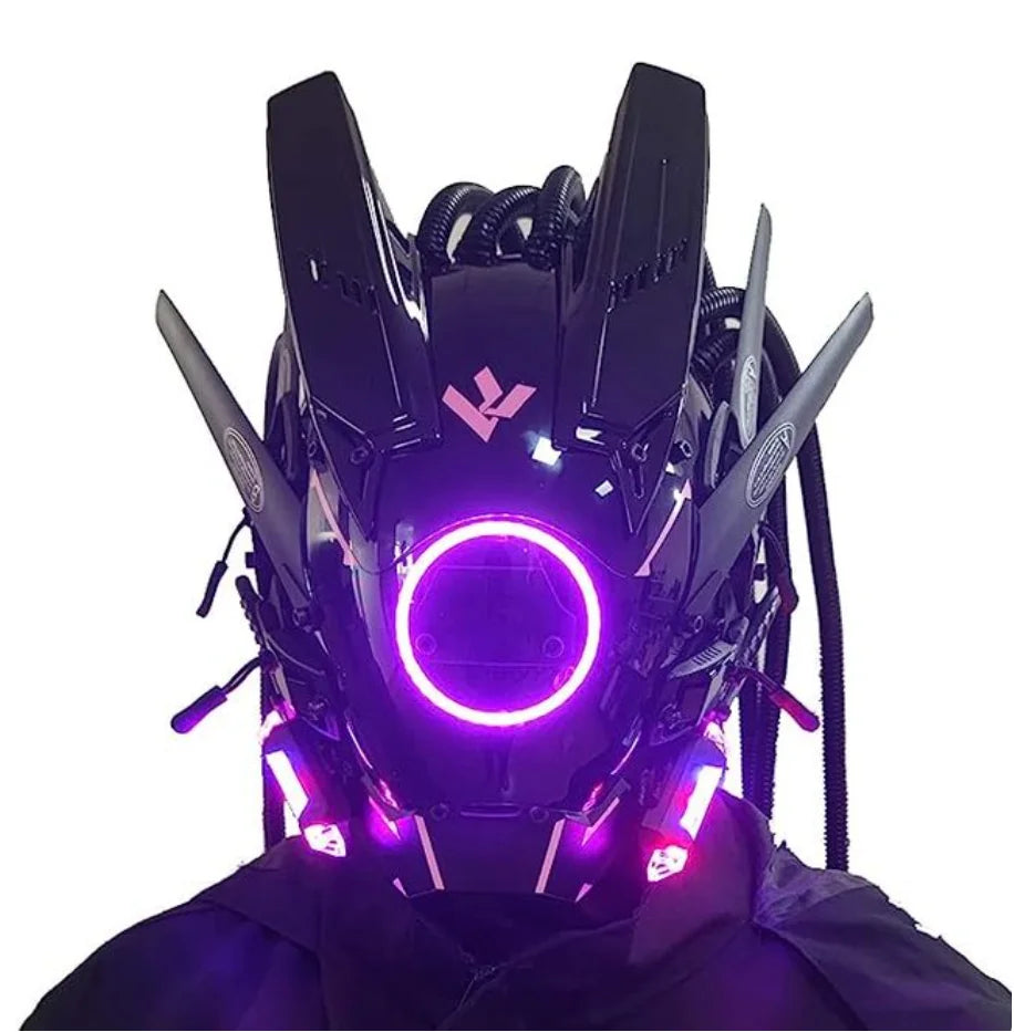 Cyberpunk Mask Led Lighting Cosplay Helmet Halloween Christmas Gift Music Festival Party For Adults