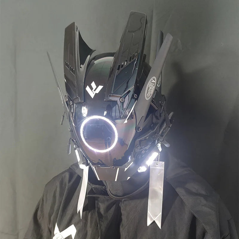 CyberPunk Mask M-Clasp Night City LED Festival White Armoured Cosplay Stage Property SCI-FI Halloween Party Gifts For Adults