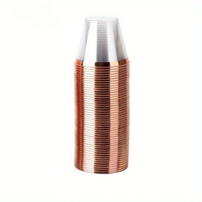 100pcs disposable plastic cups with rose gold and silver edges, 9oz, perfect for weddings, birthday parties, and tableware,