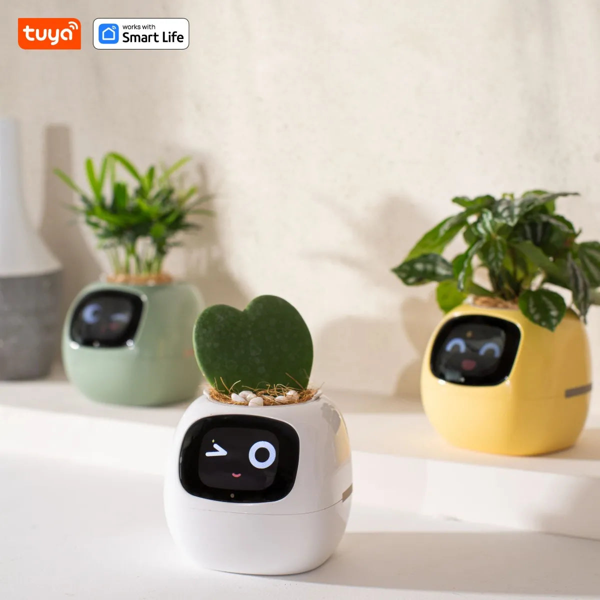 Tuya Smart Life Planter,Endless Fun Over 49 Rich Expressions,7 smart sensors,AI Chips Make Raising Plants Easy and Fun