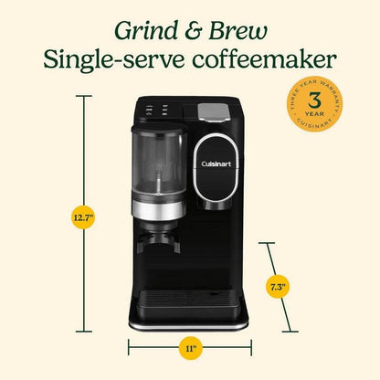 Single Serve Coffee Maker + Coffee Grinder, 48-Ounce Removable Reservoir, Black, DGB-2 - MarvelouStoree