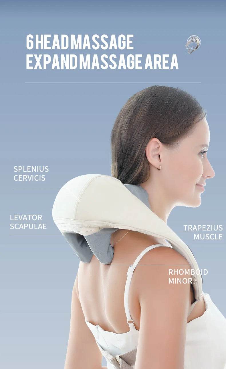 Foreverlily Wireless Neck And Back Massager Neck And Shoulder Kneading Massage Shawl Neck Cervical Relaxing Trapezius Massager - MarvelouStoree