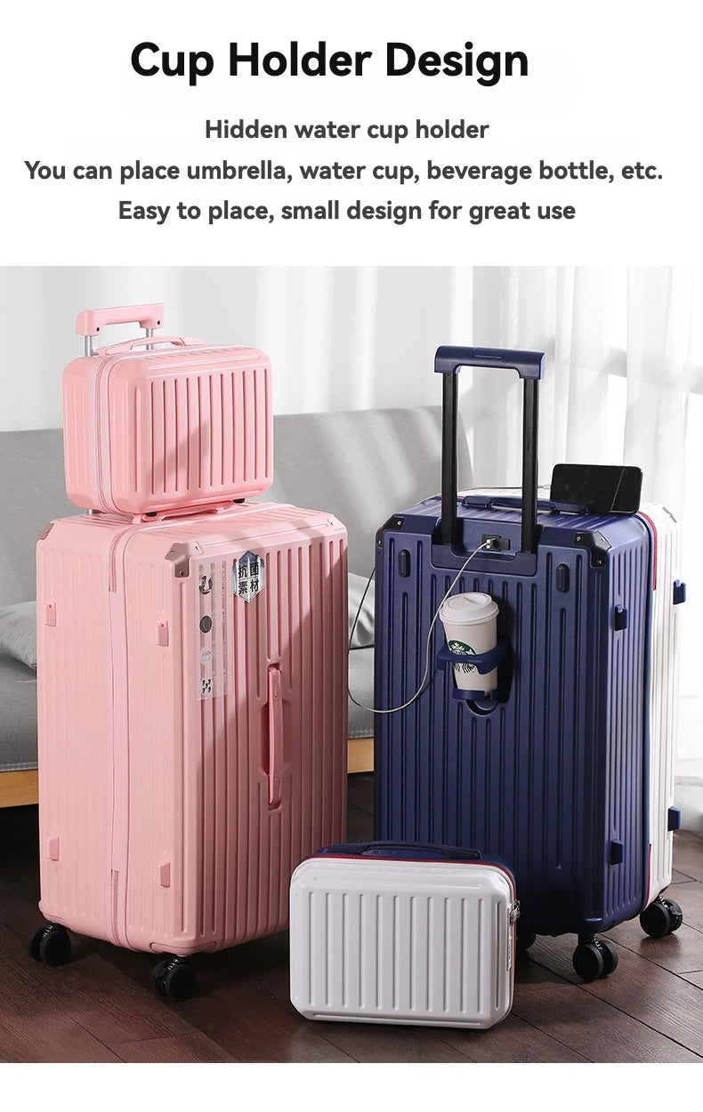 2024 New Durable Luggage Sets PC+ABS Spinner Wheel Suitcase TSA Lock USB Charging Women Men Carry-On Boarding Travel 20/24/26/28