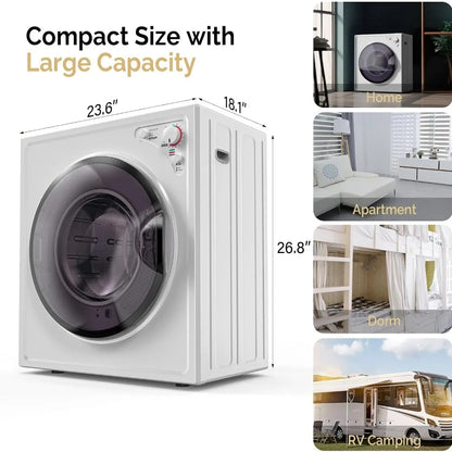 Portable Clothes Dryer, Electric Compact Front Load Tumble Laundry Dryer with Stainless Steel Tub & Easy Control Knob, Home,Dorm