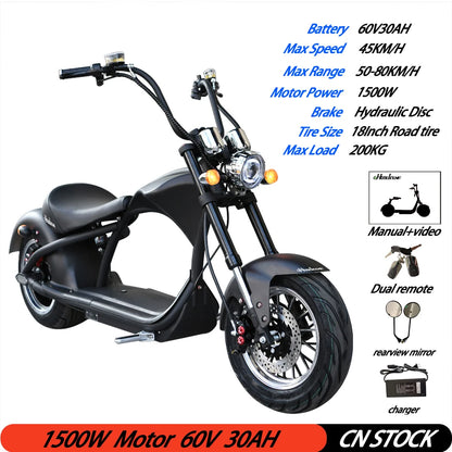 Citycoco Adult Electric Scooters 1500W Motor 18 Inch Fat Tire 200KG Max Load Electric Scooter Motorcycle EEC COC EU USA NO VAT