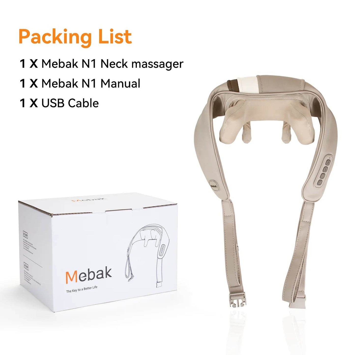 Mebak N1 Massager For Neck and Cervical Shoulder With Heating Massage Pillow for Back Legs Waist Muscle Kneading Massage Shawl - MarvelouStoree