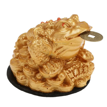 Handcrafted Resin Feng Shui Money Frog (Three Legged Wealth Toad) Statue Amulet