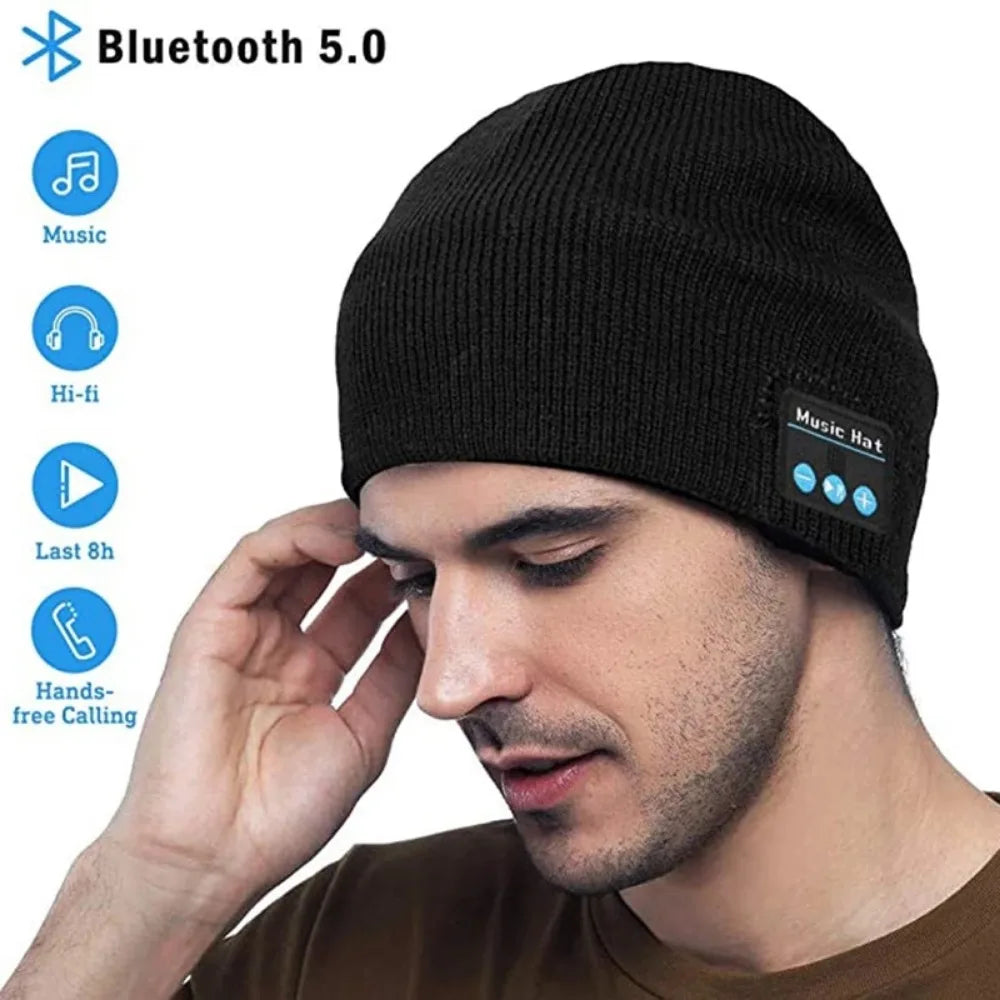 Music Earphone Hat Rechargeable Bluetooth Headphone Wireless Smart Cap Headset Warm Beanie Speaker Hunting Camping Running