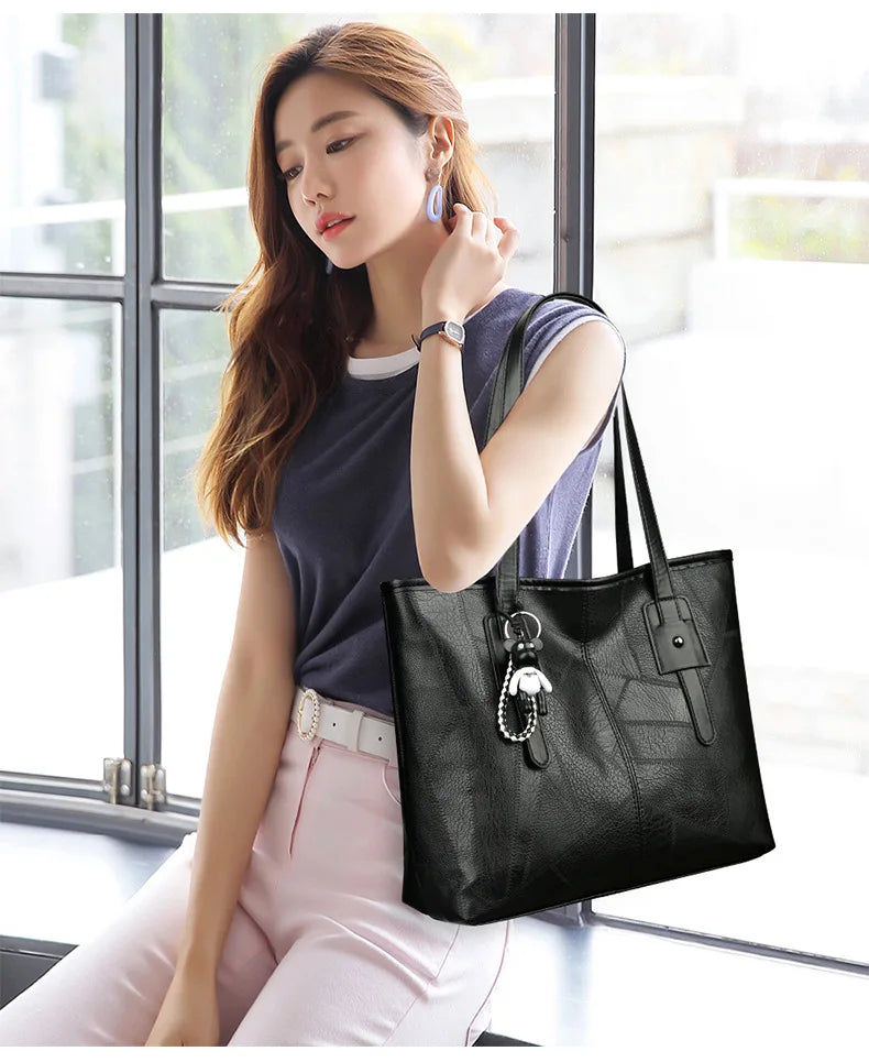 Korean Version Trendy Women's 2024 New Large Capacity Tote Bag with Horizontal Square Zipper Single Shoulder Handbag