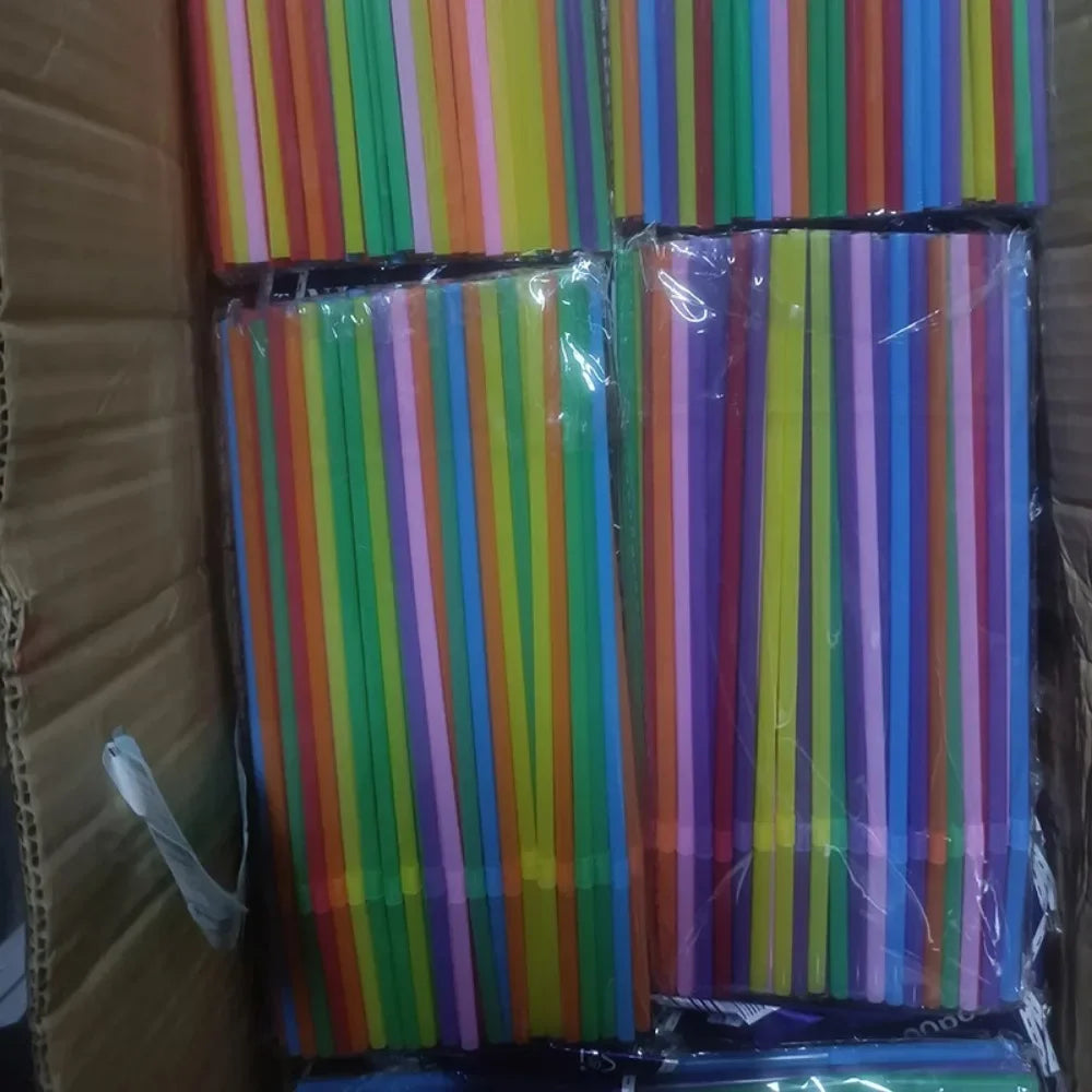 100-500Pcs Plastic Straws Multicolor Disposable Drink Straw For Home Kitchen Bar Party Beverage Cocktail Drinking Accessories