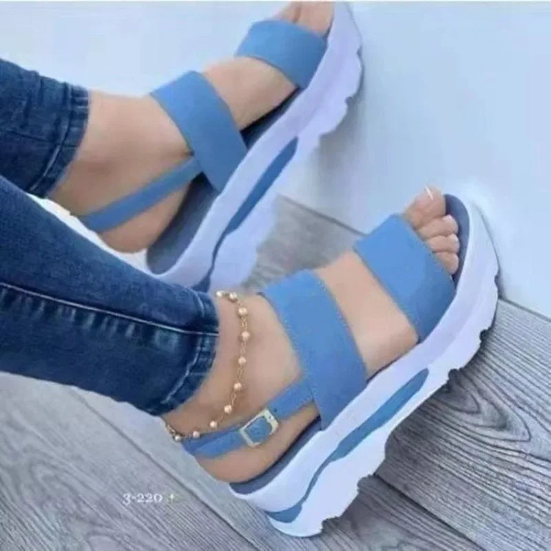 2024 Women Summer Platform Sandals Buckle Strap Open Toe Thick Bottom Punk Ladies Casual Flats Beach Shoes Sandalias De Mujer