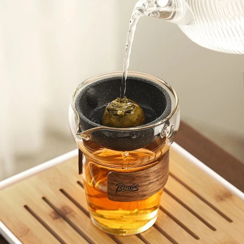 Rotation Glass Tea Maker Infuser Poreless Filtration Teapot Semi-Automatic Teaware for Home Office Travel Gong Fu Tea set