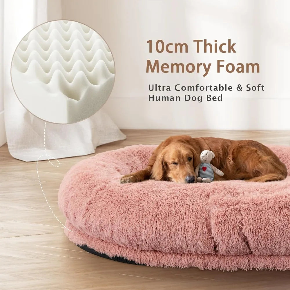 Human Dog Bed, Size Fits Adult and Pet Washable Giant People Dog Bed 10 CM Thick Memory Foam Large Oversize Dog Bed