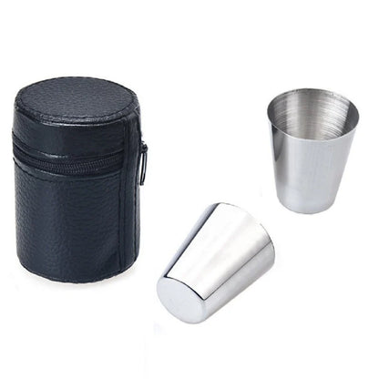 4/6pcs 30ml Mini Stainless Steel Cups Set Outdoor Practical Travel Shot Glasses For Whisky Wine With Case Portable Drinkware