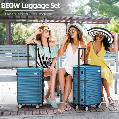 BEOW Luggage Sets 4 Piece, Expandable Luggage Sets with Spinner Wheels, TSA Lock Suitcases with Carry on Luggage Olive Green